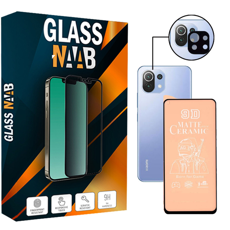 محافظ صفحه نمایش سرامیکی گلس ناب مدل CerMatte مناسب برای گوشی موبایل شیائومی Mi 11 Lite به همراه محافظ لنز دوربین
