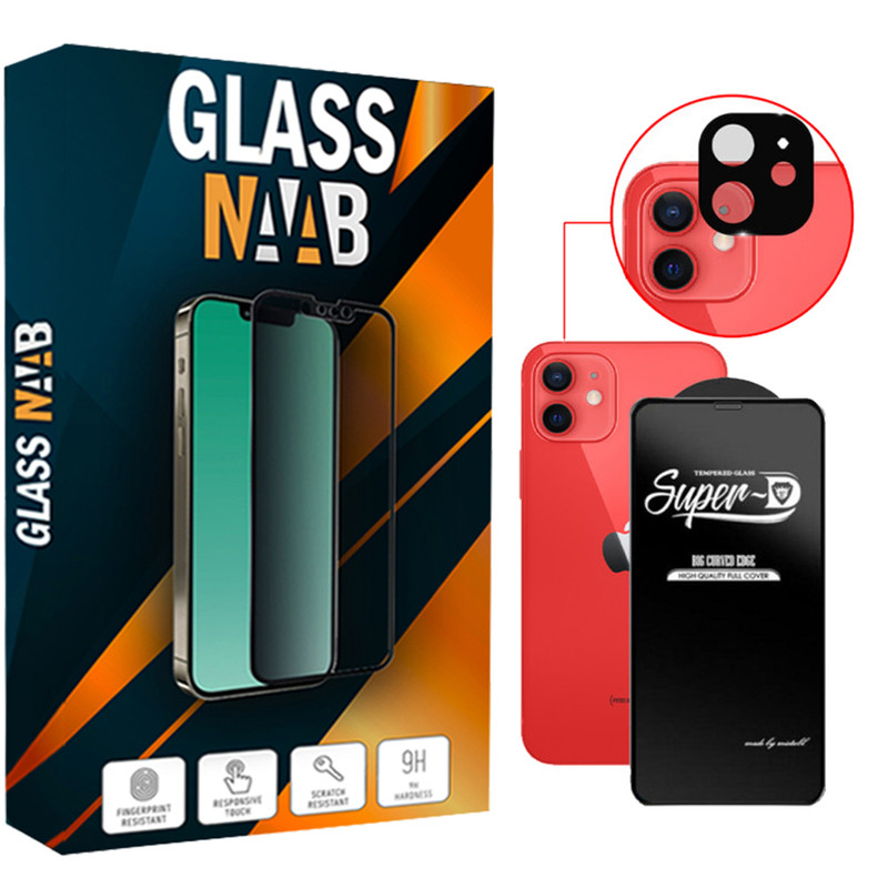 محافظ صفحه نمایش گلس ناب مدل SuperD مناسب برای گوشی موبایل اپل IPhone 12 به همراه محافظ لنز دوربین