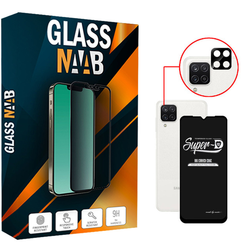 محافظ صفحه نمایش گلس ناب مدل SuperD مناسب برای گوشی موبایل سامسونگ Galaxy A12 به همراه محافظ لنز دوربین
