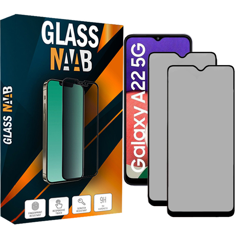 محافظ صفحه نمایش حریم شخصی گلس ناب مدل PRIVACY مناسب برای گوشی موبایل سامسونگ Galaxy A22 5G بسته دو عددی